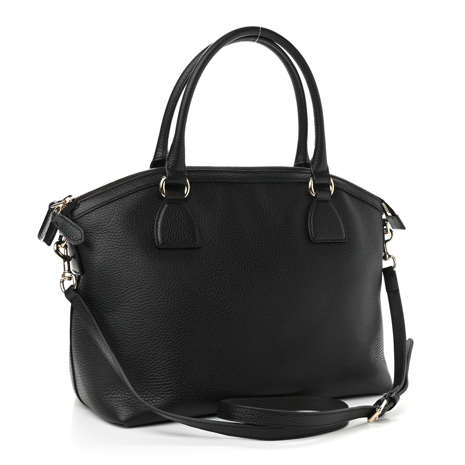Gucci Dollar Calfskin GG Charm Dome Satchel Black 3 of 10