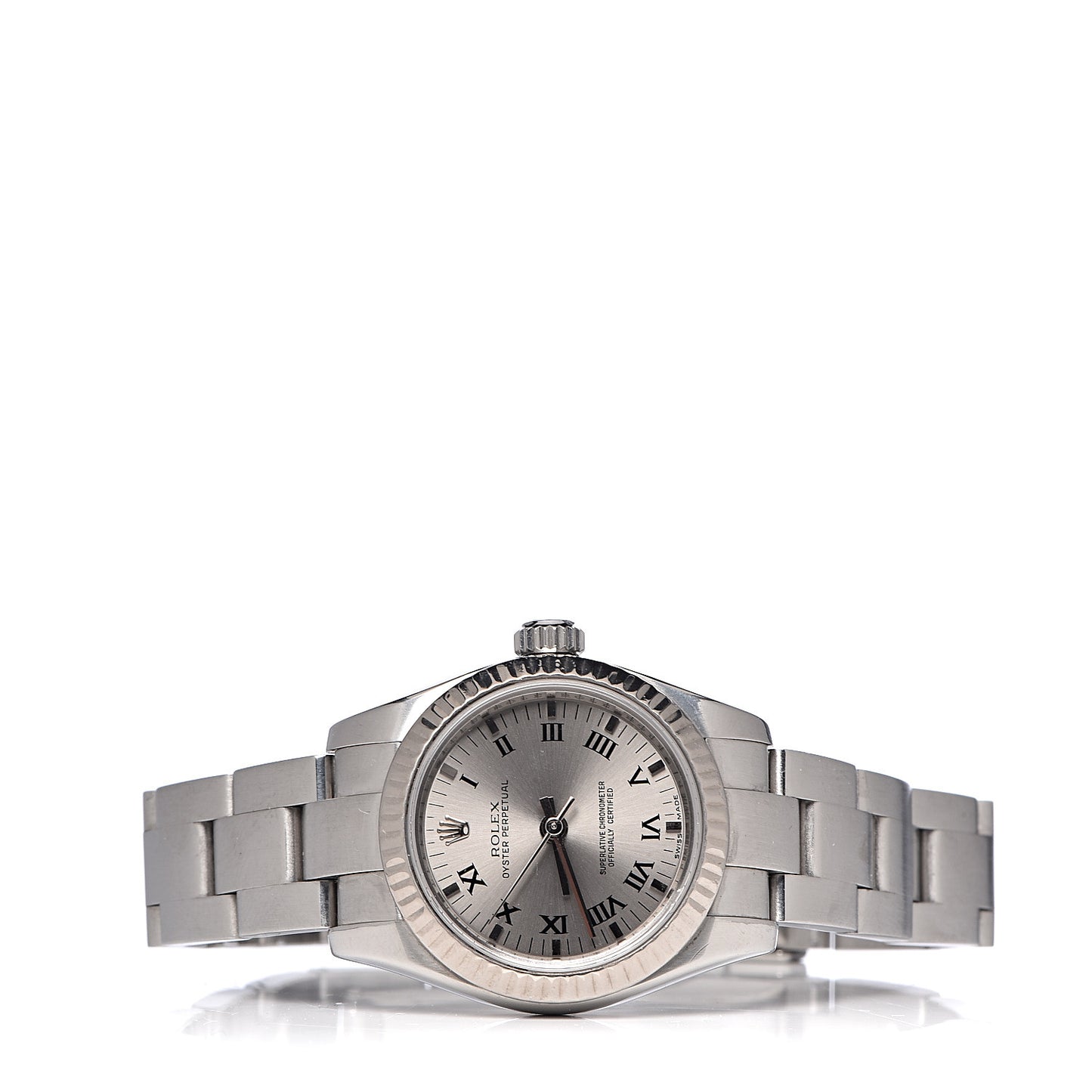 Stainless Steel 18K White Gold 26mm Oyster Perpetual Watch Silver Roman 176234