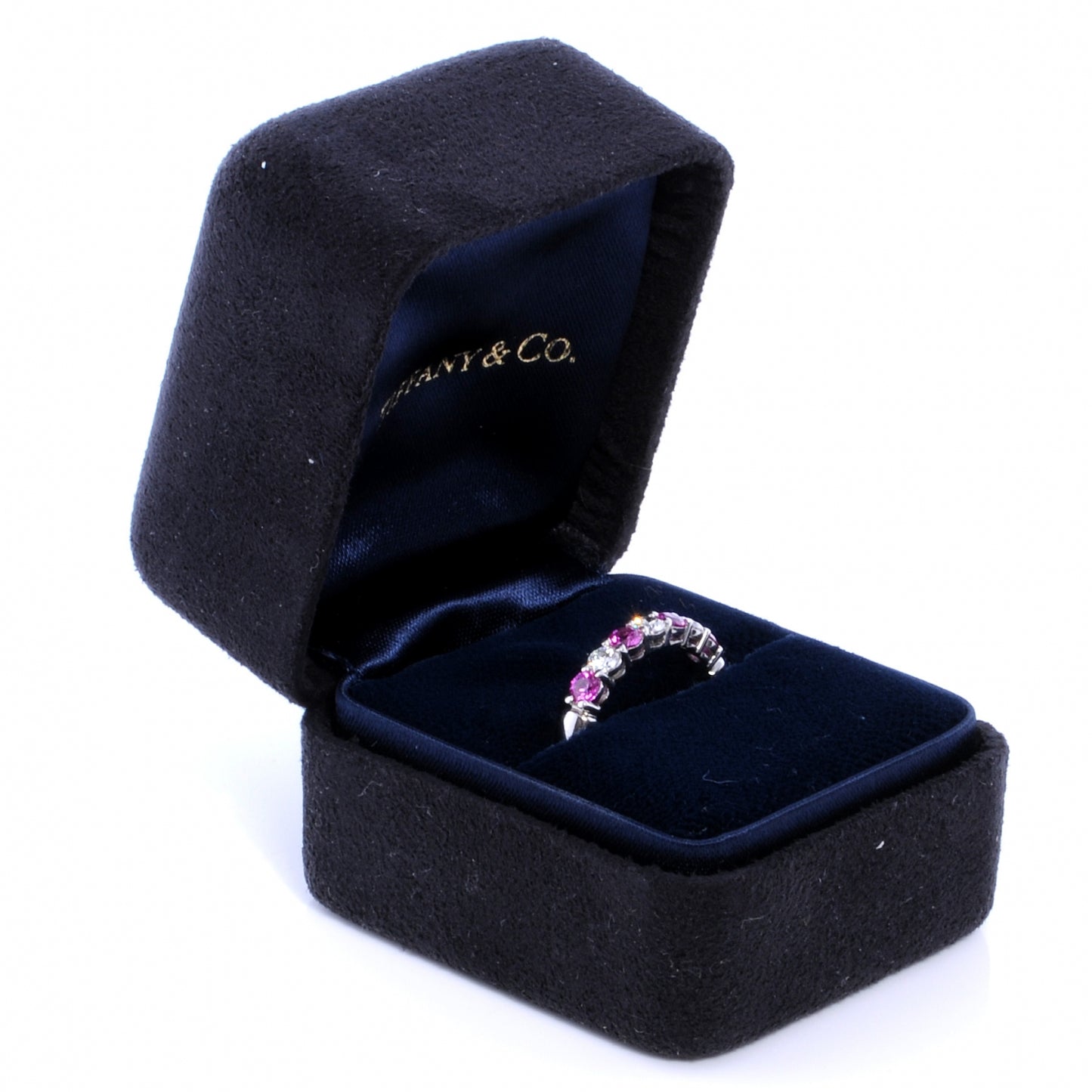 Platinum Diamond Pink Sapphire 3mm Ring 6
