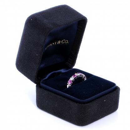 Tiffany Platinum Diamond Pink Sapphire 3mm Ring 6 7 of 7