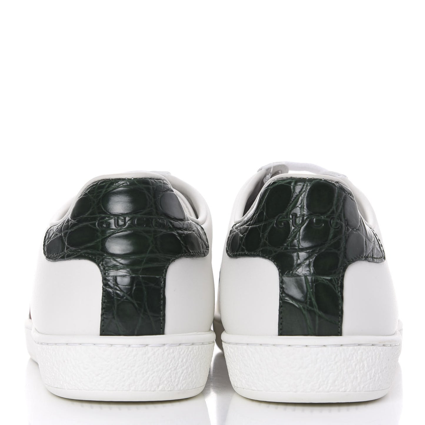 Calfskin Crocodile Web Ace Sneakers 37.5 White Green