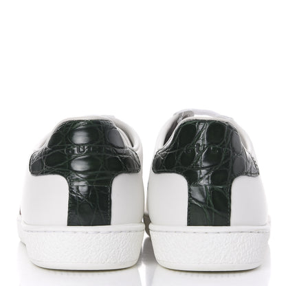 Gucci Calfskin Crocodile Web Ace Sneakers 37.5 White Green 6 of 8