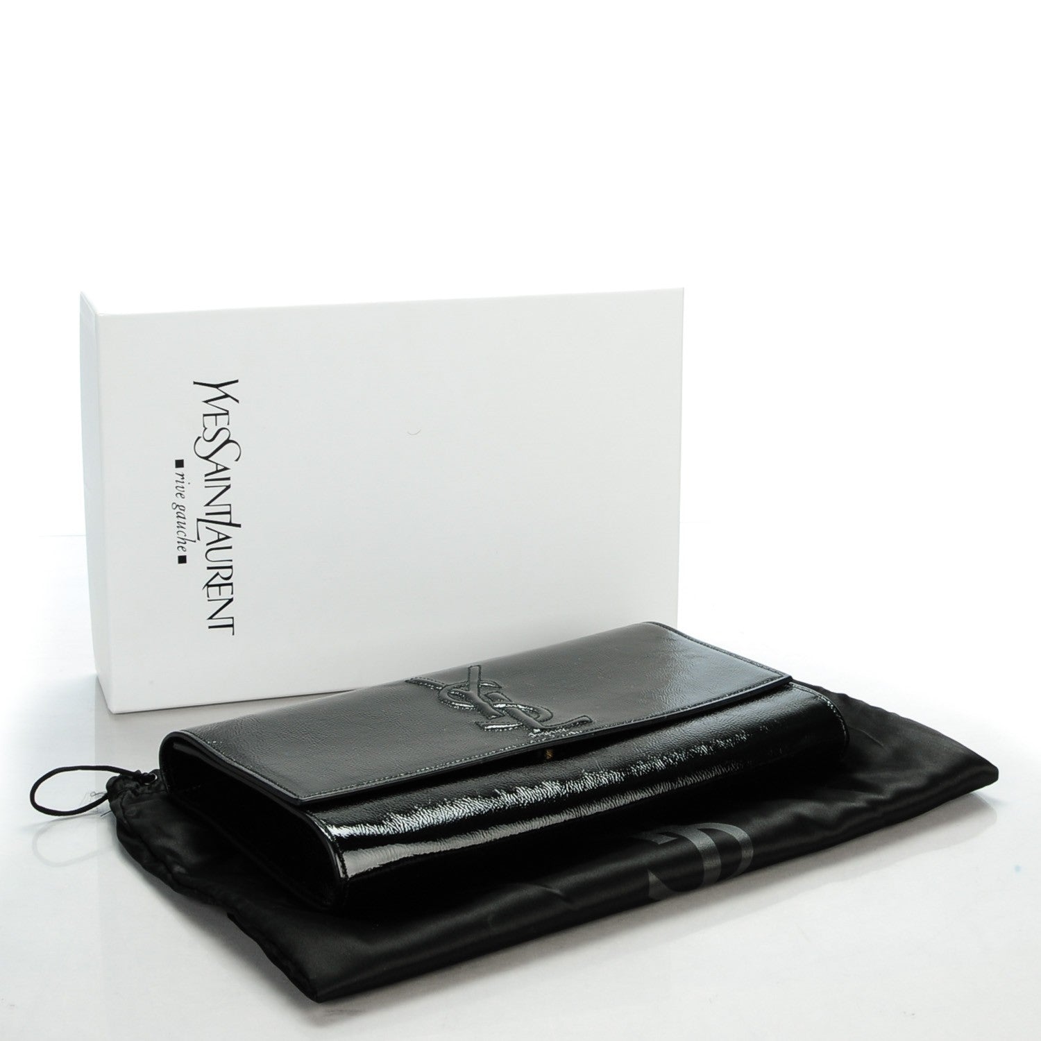Saint Laurent Textured Patent Monogram Large Belle De Jour Clutch Black 4 of 7