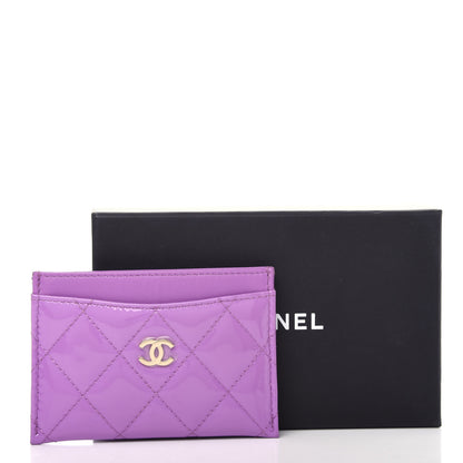 Chanel Patent Quilted Card Holder Purple 9 of 9