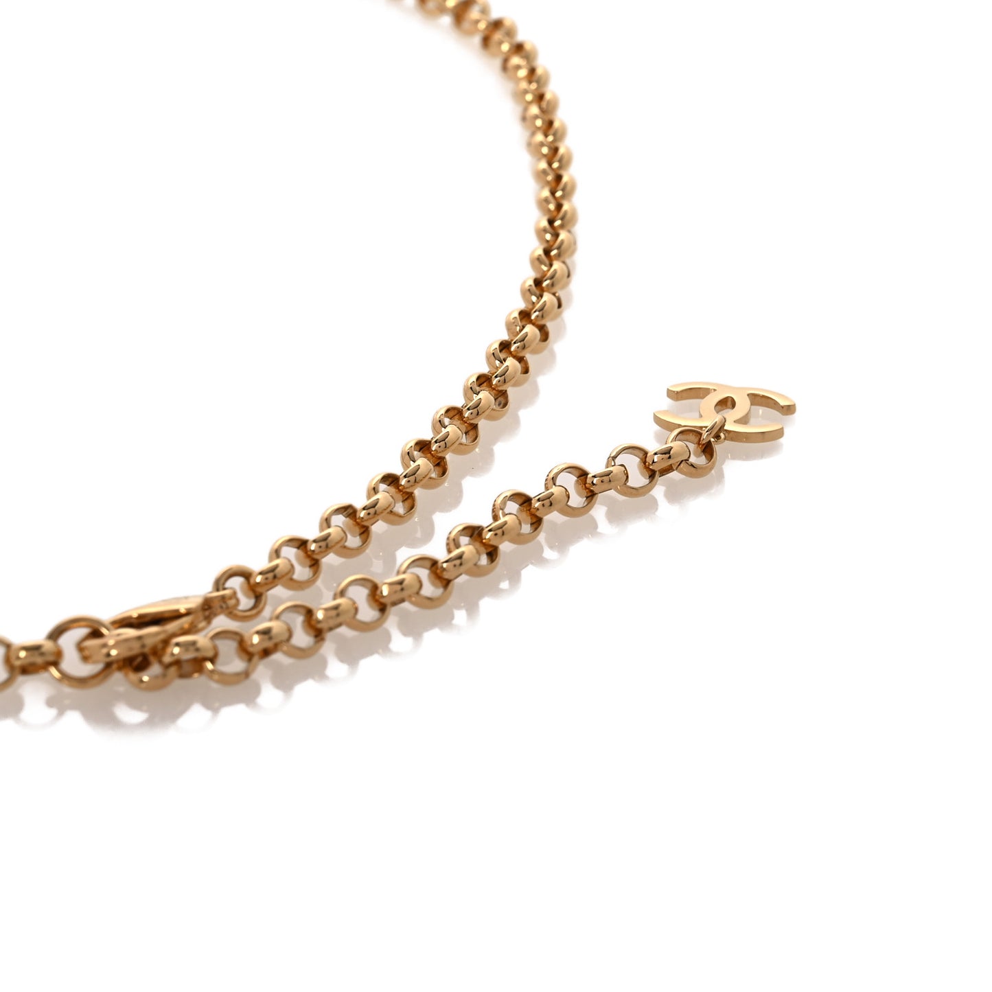 Lambskin Enamel CC Chain Belt Black