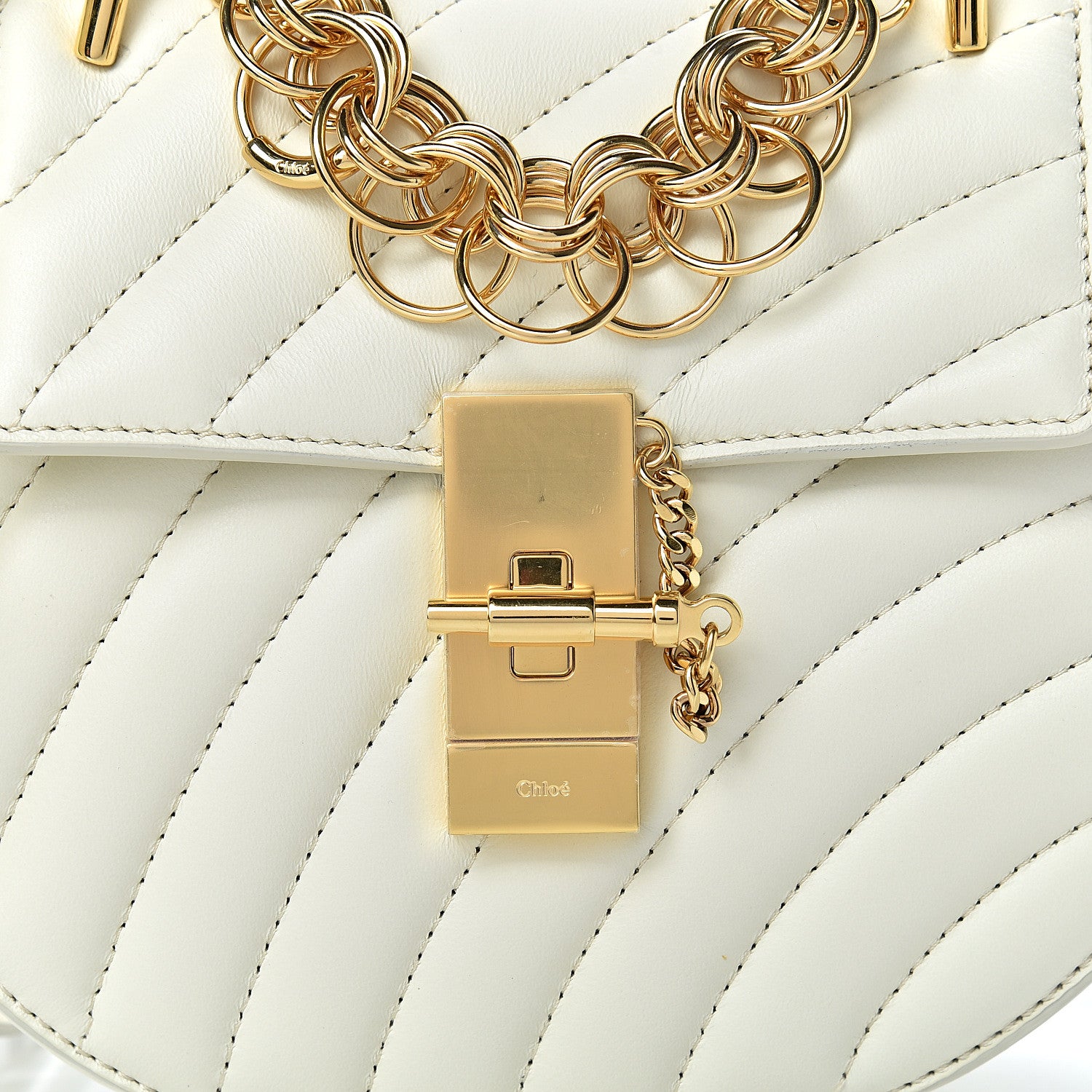 Chloe Calfskin Quilted Mini Drew Bijou Shoulder Bag Natural White 8 of 10