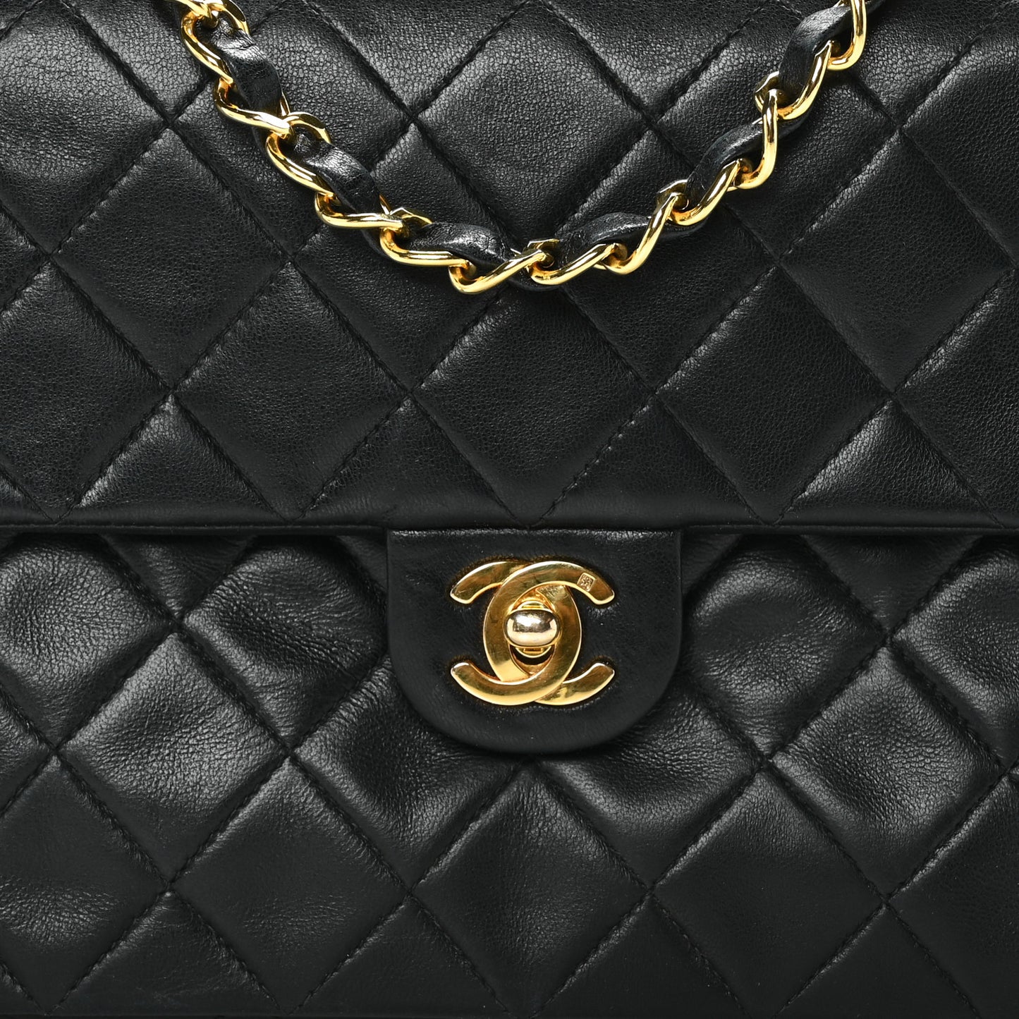 Lambskin Quilted Mini Square Flap Bag Black