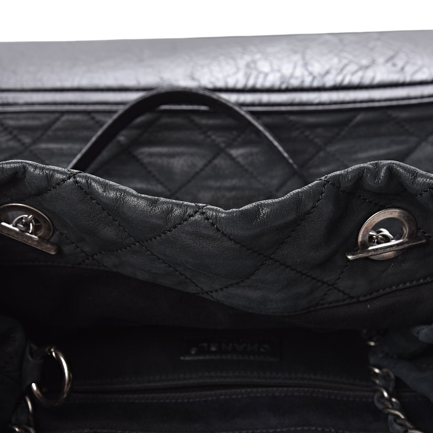 Iridescent Calfskin Quilted Large VIP Tote Dark Green