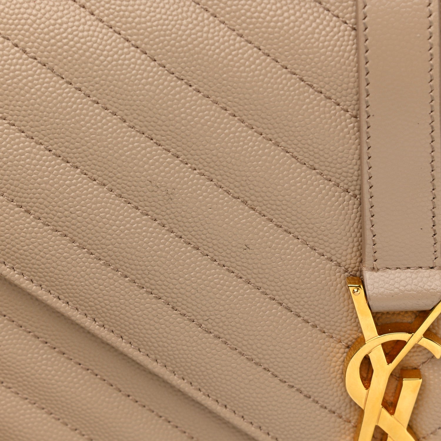 Saint Laurent Grain De Poudre Matelasse Chevron Large Monogram Satchel Dark Beige 12 of 14