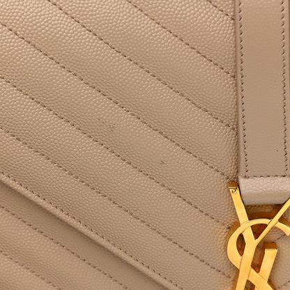 Saint Laurent Grain De Poudre Matelasse Chevron Large Monogram Satchel Dark Beige 12 of 14