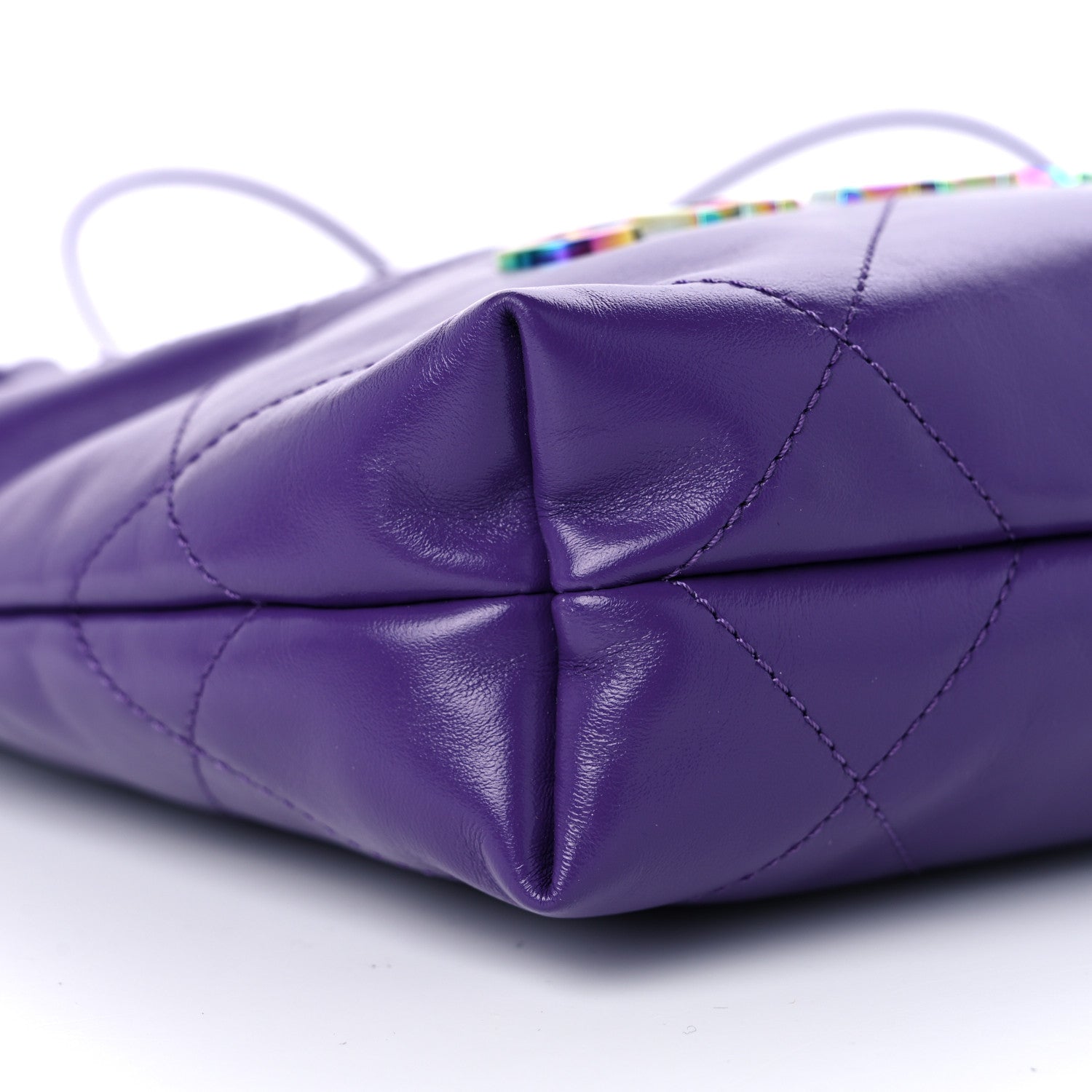 Chanel Shiny Calfskin Quilted Rainbow Mini Chanel 22 Purple 8 of 10