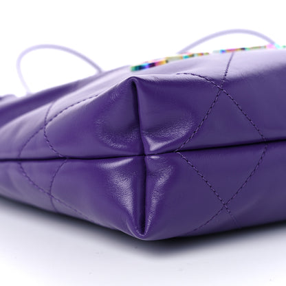 Chanel Shiny Calfskin Quilted Rainbow Mini Chanel 22 Purple 8 of 10