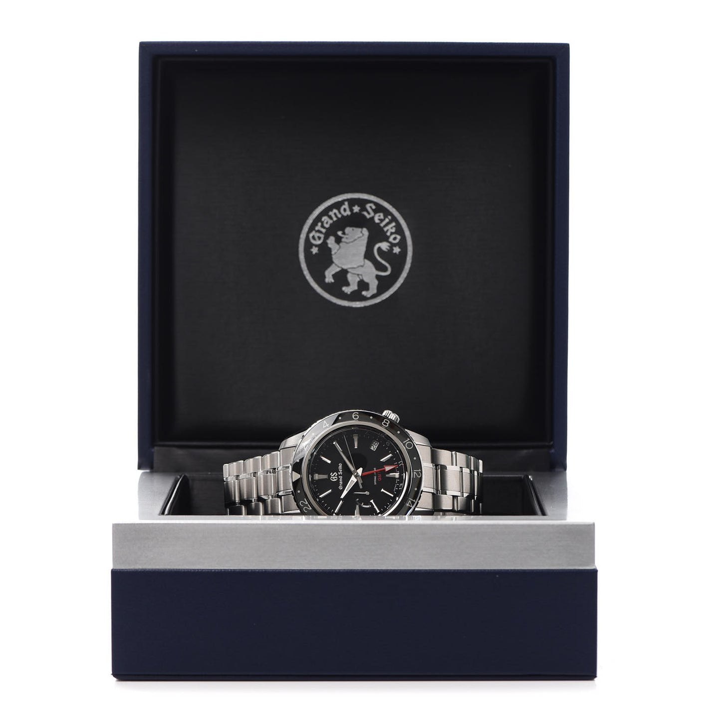 Stainless Steel 44mm Spring Drive GMT Automatic Watch Black SBGE201