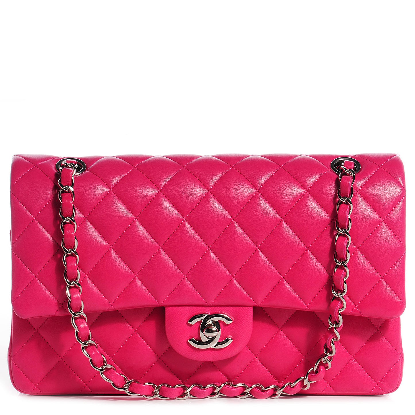 Lambskin Medium Double Flap Dark Pink