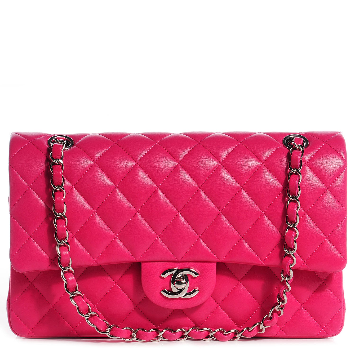Chanel Lambskin Medium Double Flap Dark Pink 1 of 9