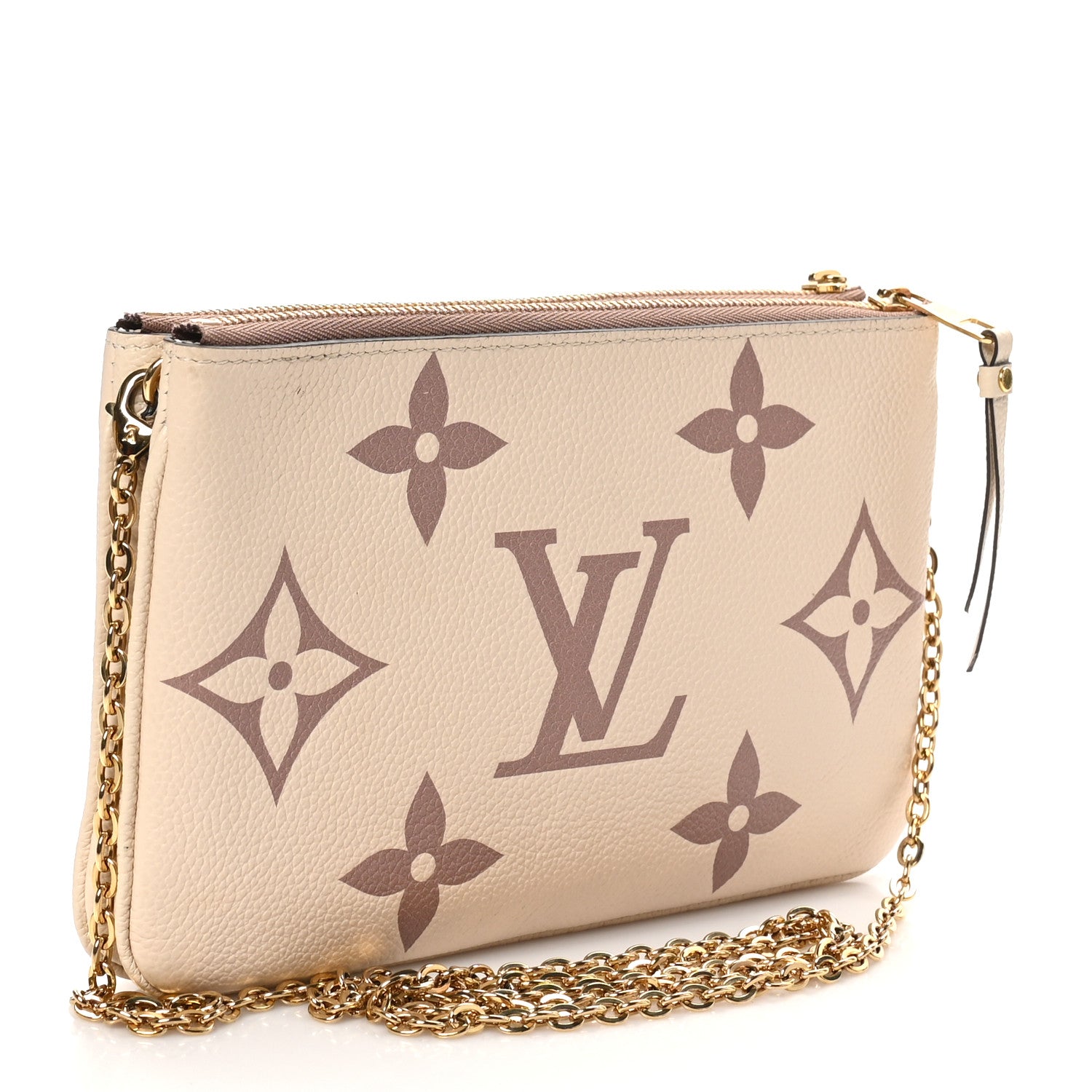 Louis Vuitton Empreinte Monogram Giant Double Zip Pochette Creme Bois de Rose 3 of 10