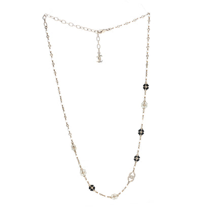 Chanel Resin Pearl Crystal CC Camellia Necklace Gold Black White 3 of 5