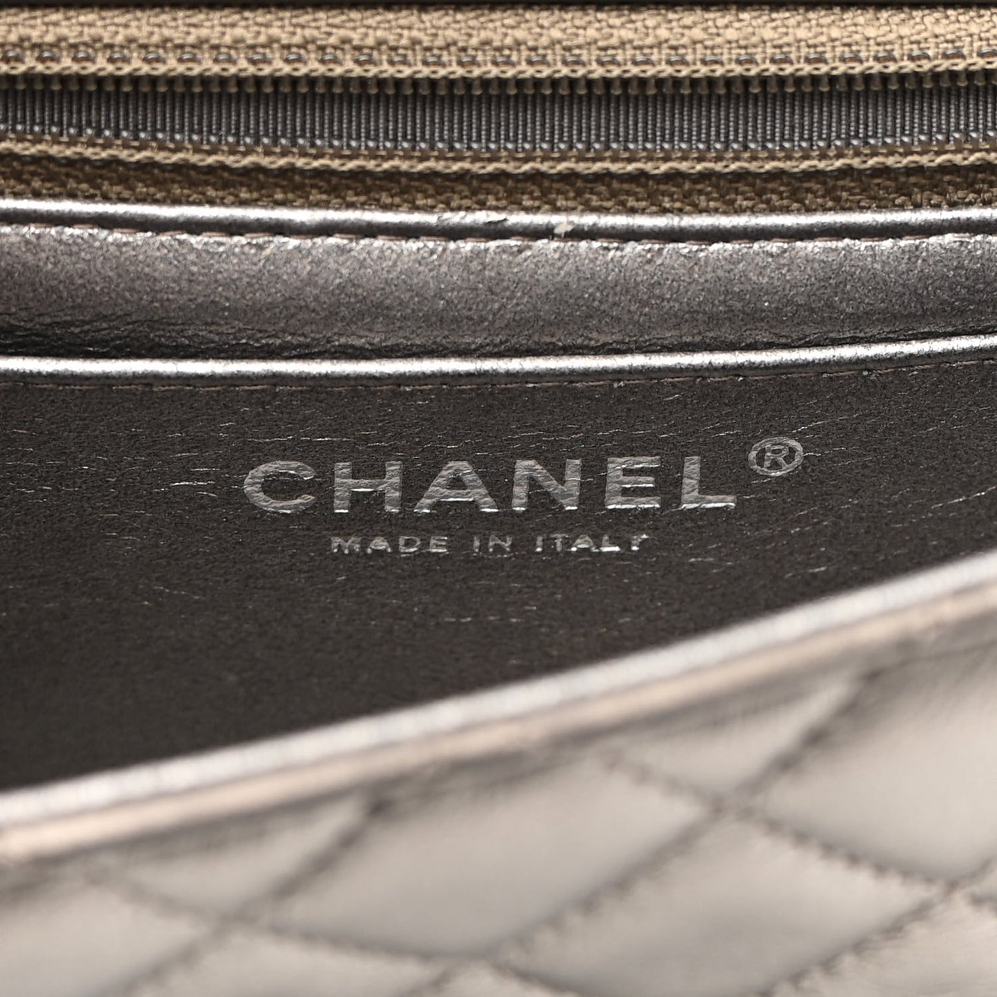 Metallic Calfskin Quilted Mini Square Flap Bronze