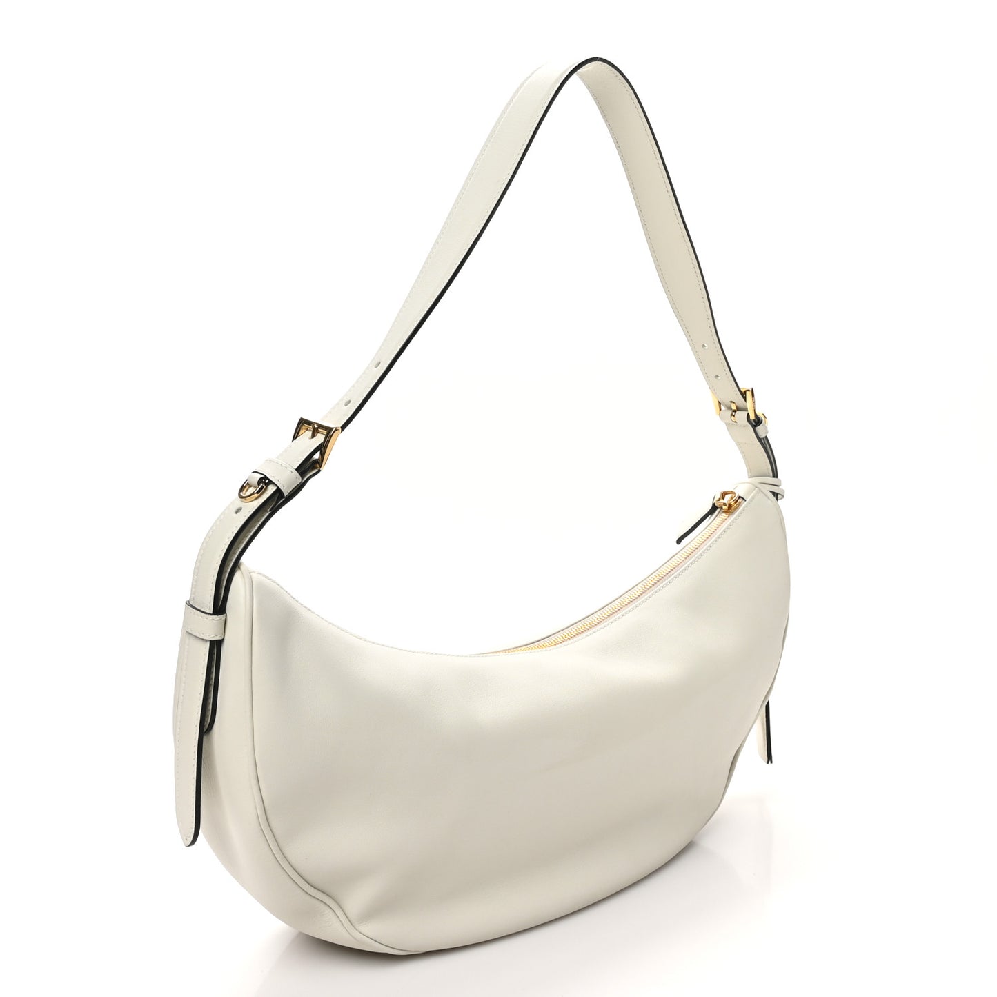 Soft Calfskin Large Arque Shoulder Bag White