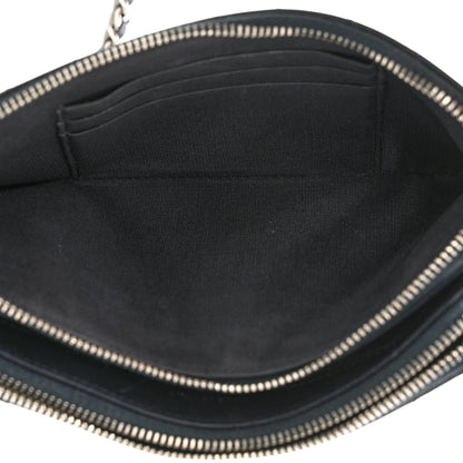Chanel Calfskin Chevron Quilted Tassel Clutch With Chain Navy 4 of 12