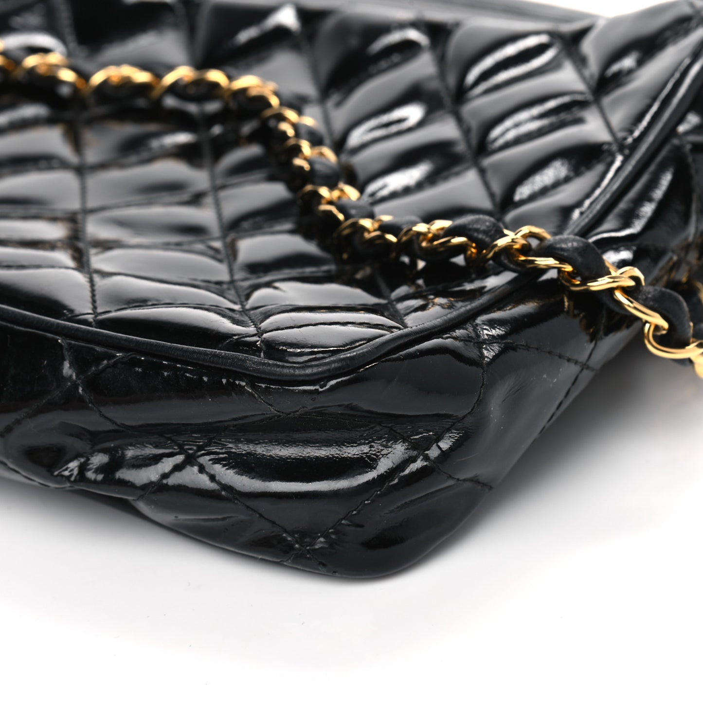 Patent Quilted Tassel Camera Case Black
