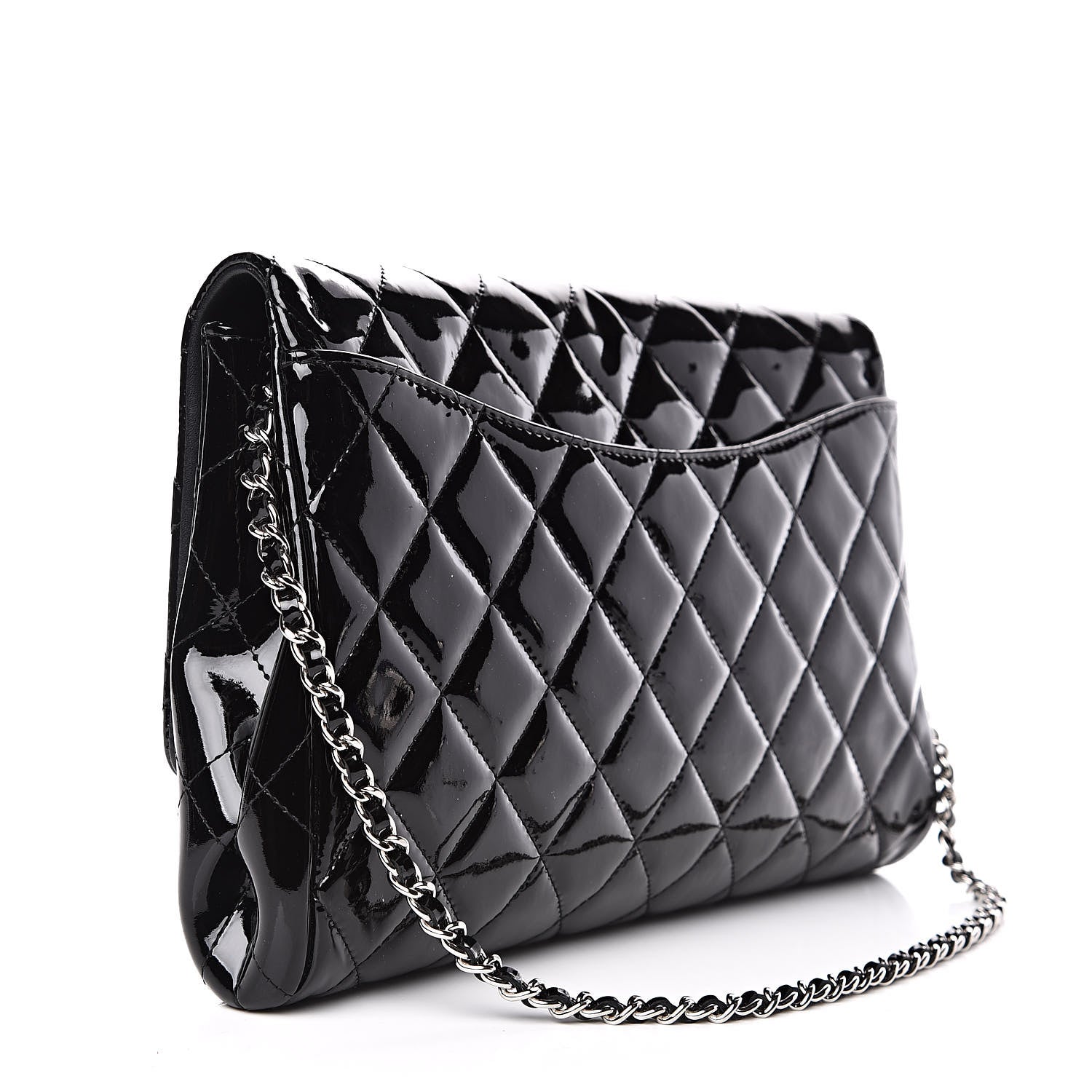 Chanel Patent Quilted Clutch with Chain Flap Black 3 of 10