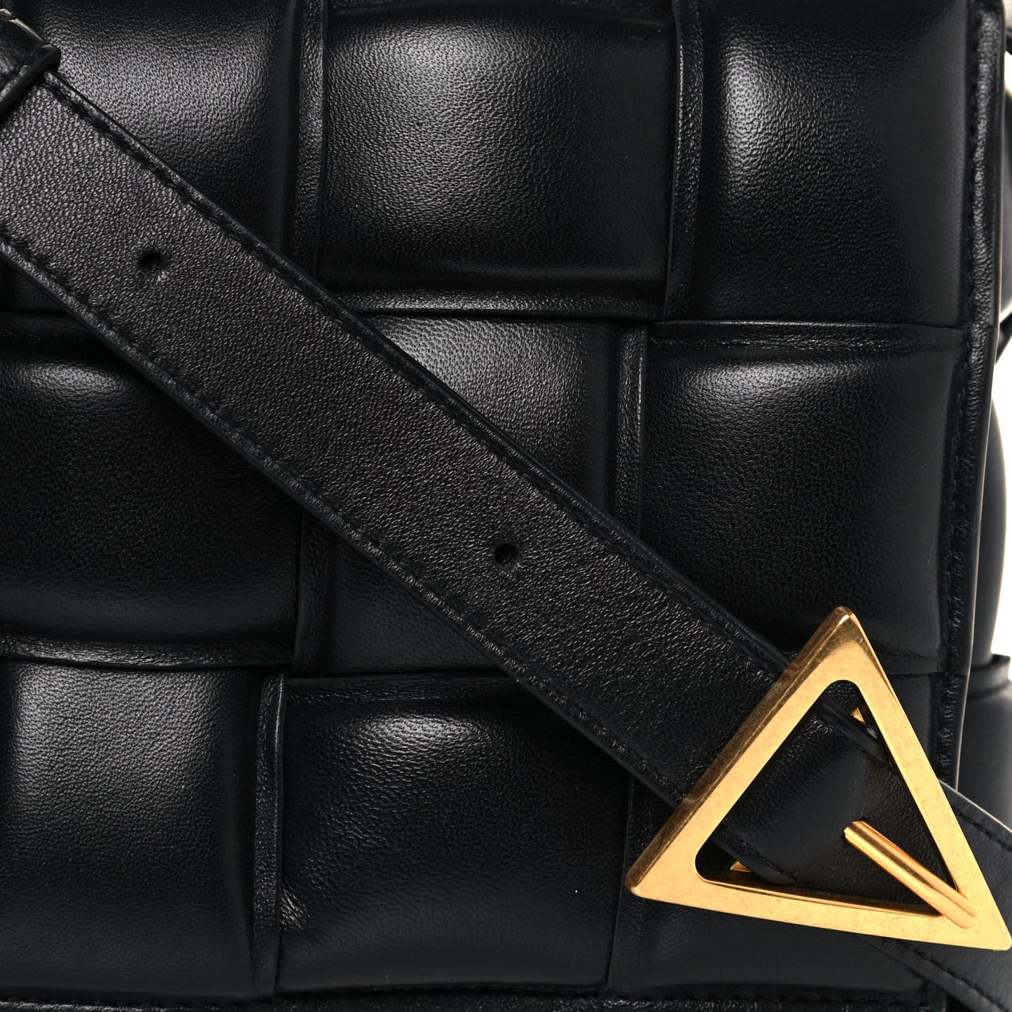 Nappa Maxi Intreccio Padded Cassette Crossbody Bag Black