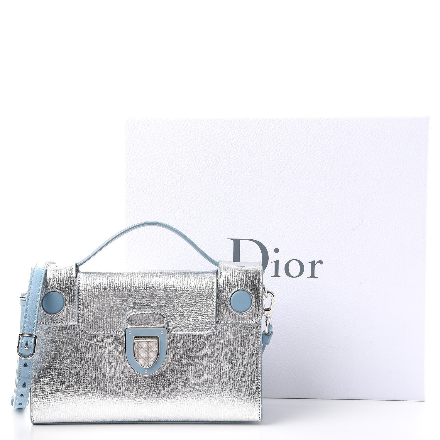 Christian Dior Metallic Grained Calfskin Diorever Clutch Silver 16 of 16