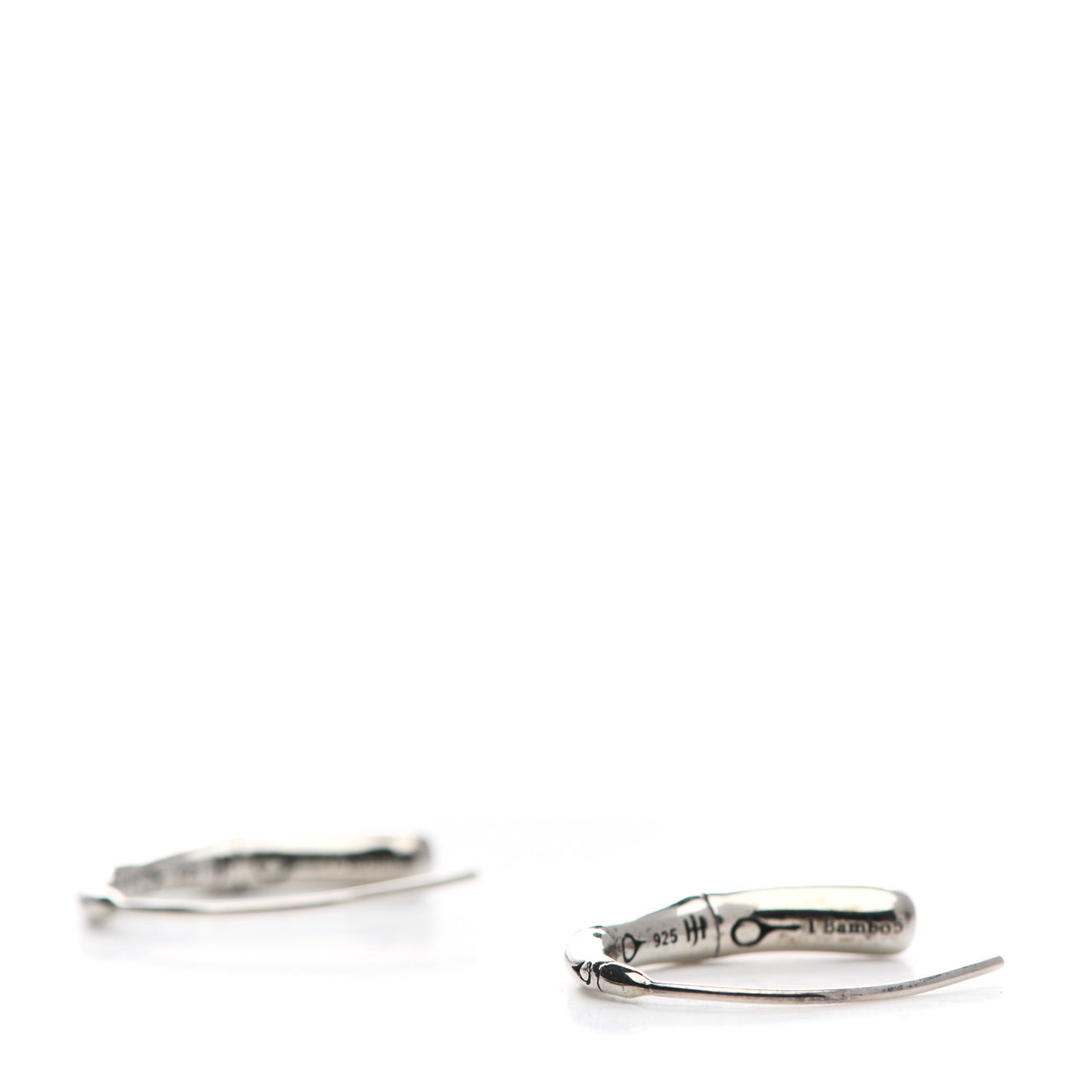 Sterling Silver Small Bamboo Drop Hoop Earrings