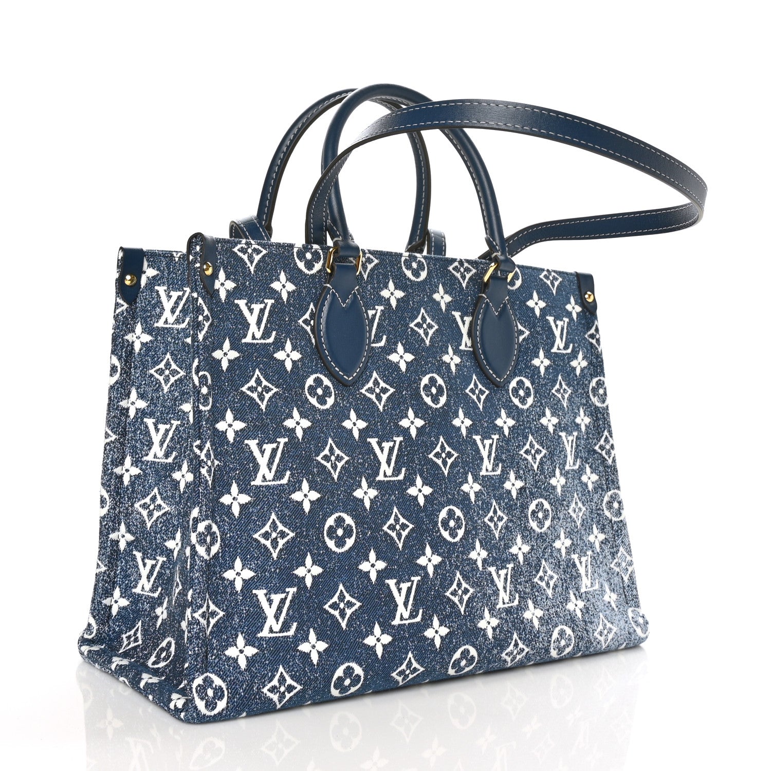 Louis Vuitton Monogram Jacquard Denim Onthego MM Bleu 3 of 6