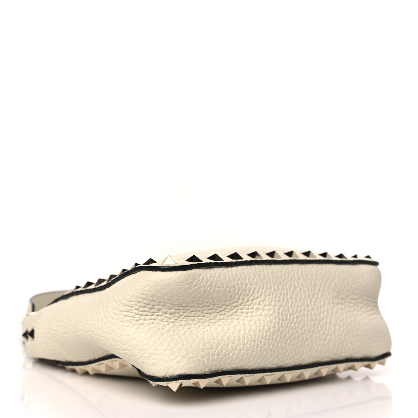 Pebbled Calfskin Mini Rockstud Flip-Lock Messenger Bag Light Ivory