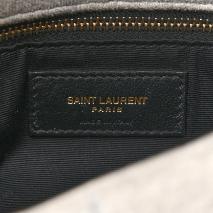Saint Laurent Jersey Quilted Small Loulou Puffer Monogram Chain Satchel Grey Cloud 6 of 9