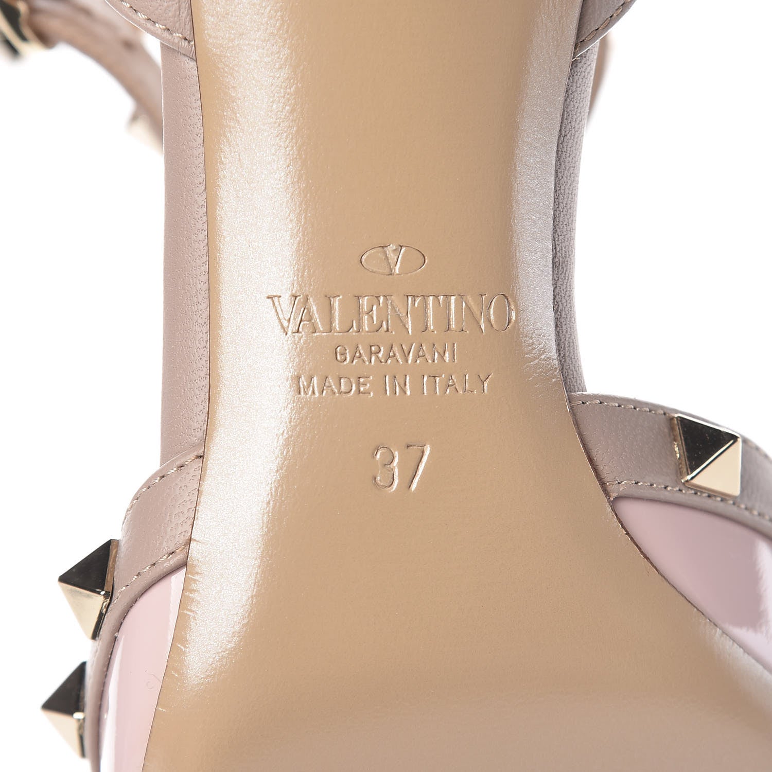 Valentino Garavani Patent Rockstud Ankle Strap 65mm Pumps 37 Water Rose Poudre 6 of 9