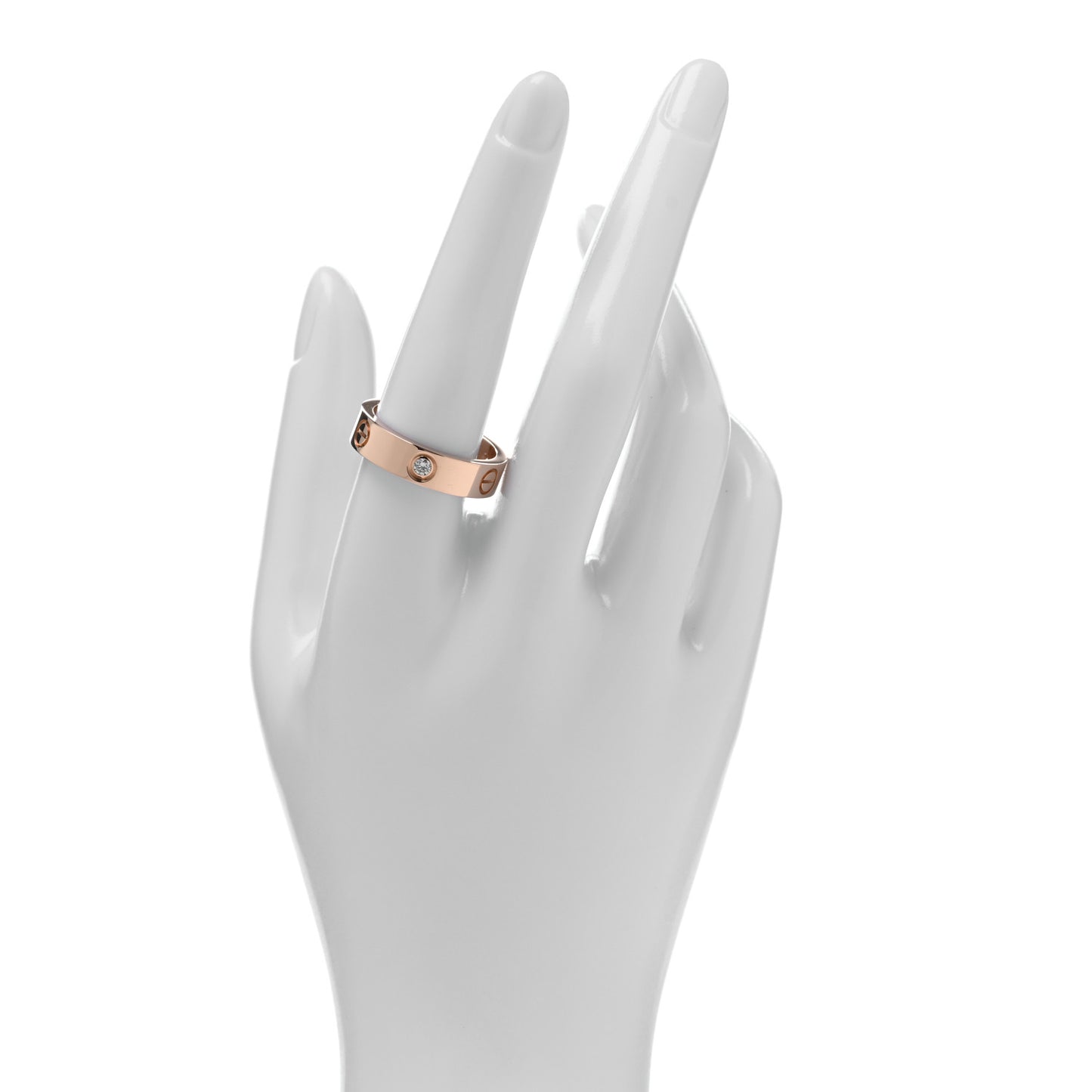18K Pink Gold 3 Diamond 5.5mm LOVE Ring 60 9