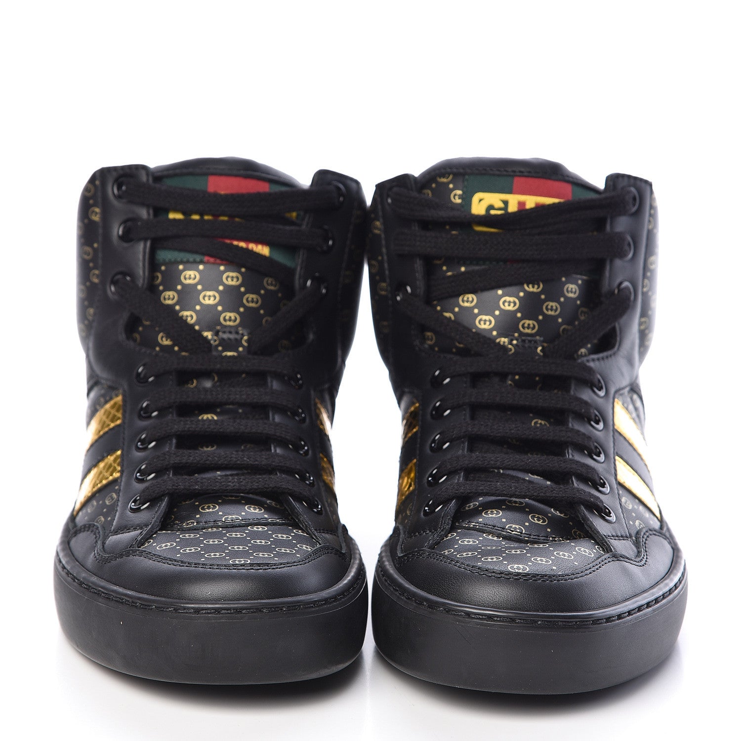 Gucci X DAPPER DAN Calfskin Laminated Ayers GG Micro Monogram High Top Sneakers 36 Black 2 of 11