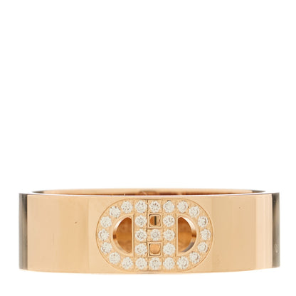 Hermes 18K Rose Gold Diamond PM H D'Ancre Ring 52 6 1 of 5