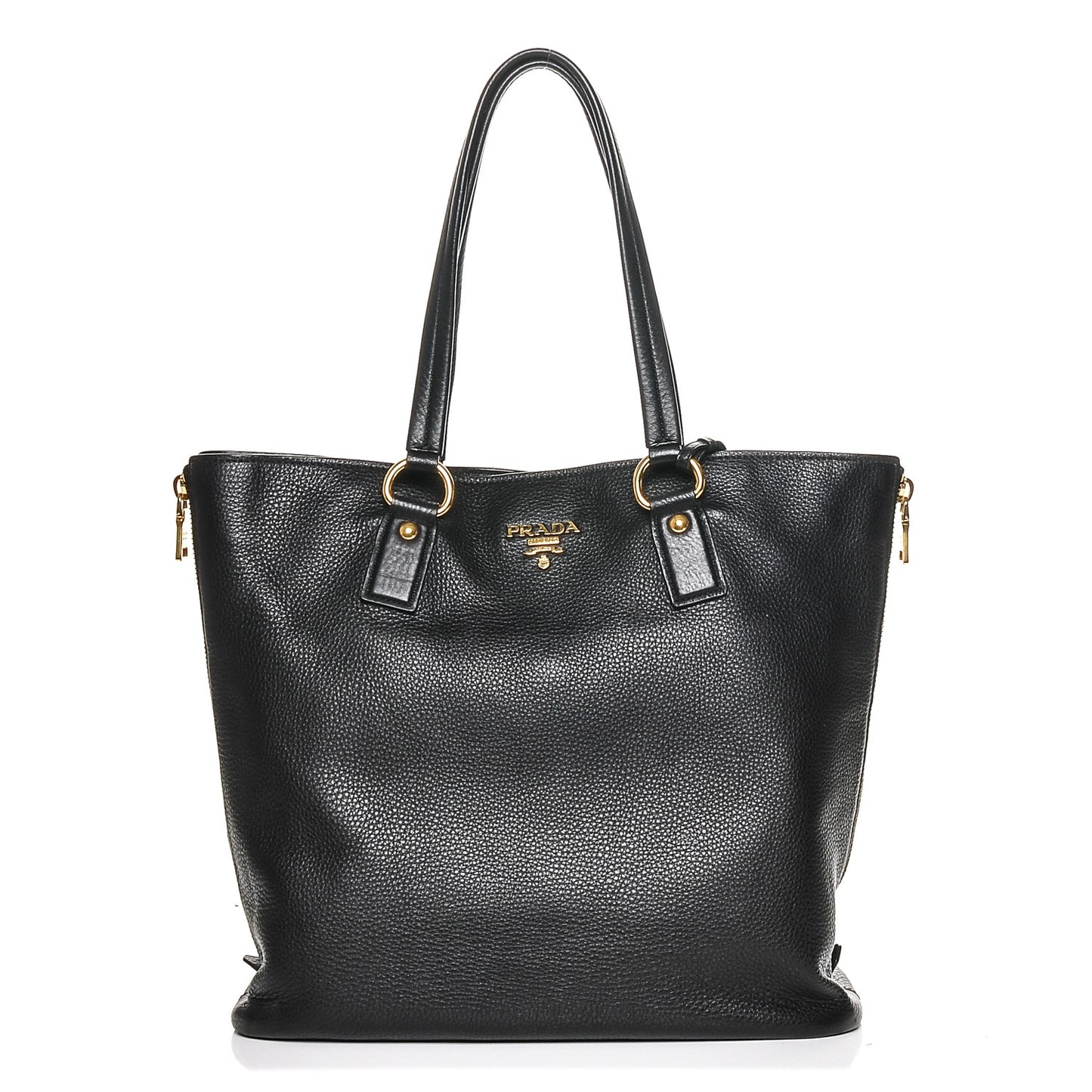 Vitello Daino Zip Tote Nero Black