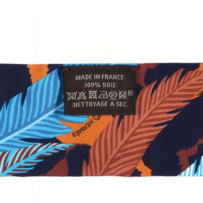 Hermes Silk Jaguar Quetzal Twilly Brun Bleu Orange 4 of 4