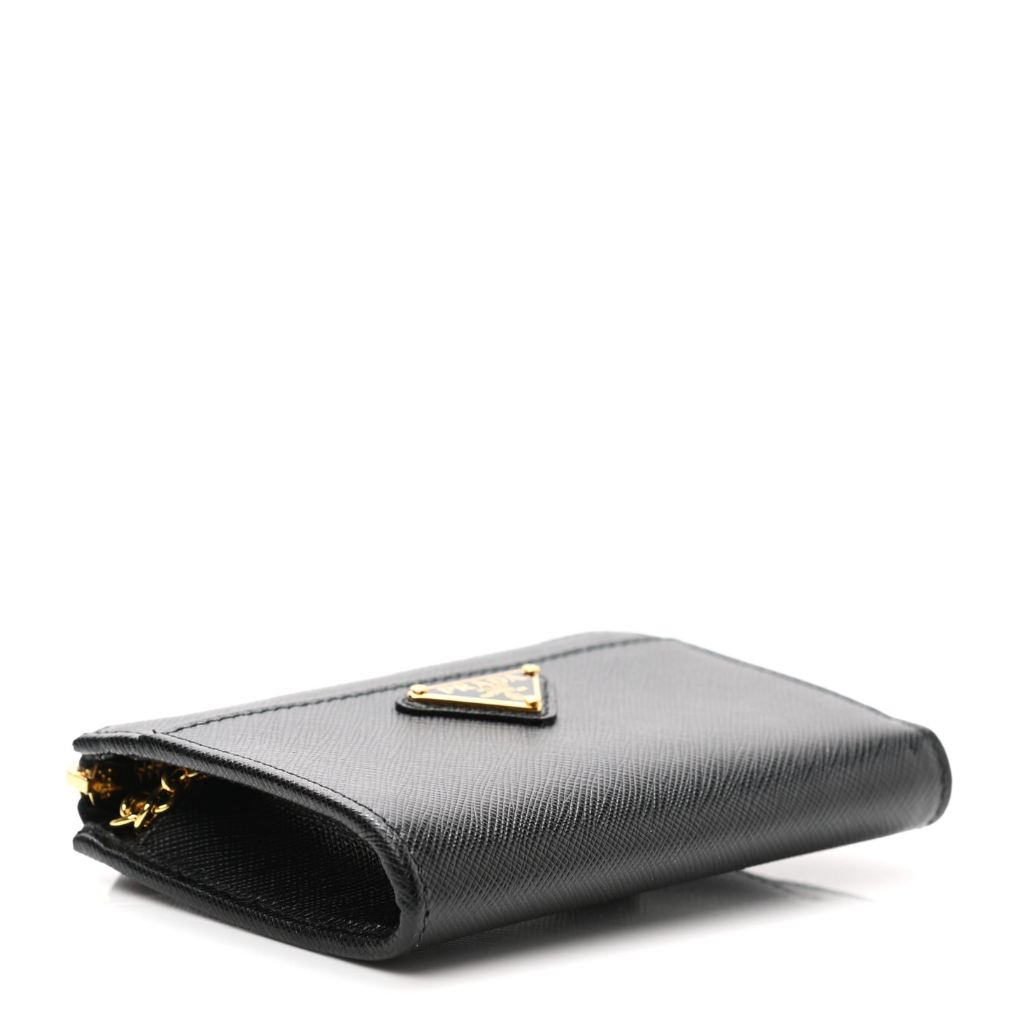Saffiano Triangle Zip Around Keychain Black