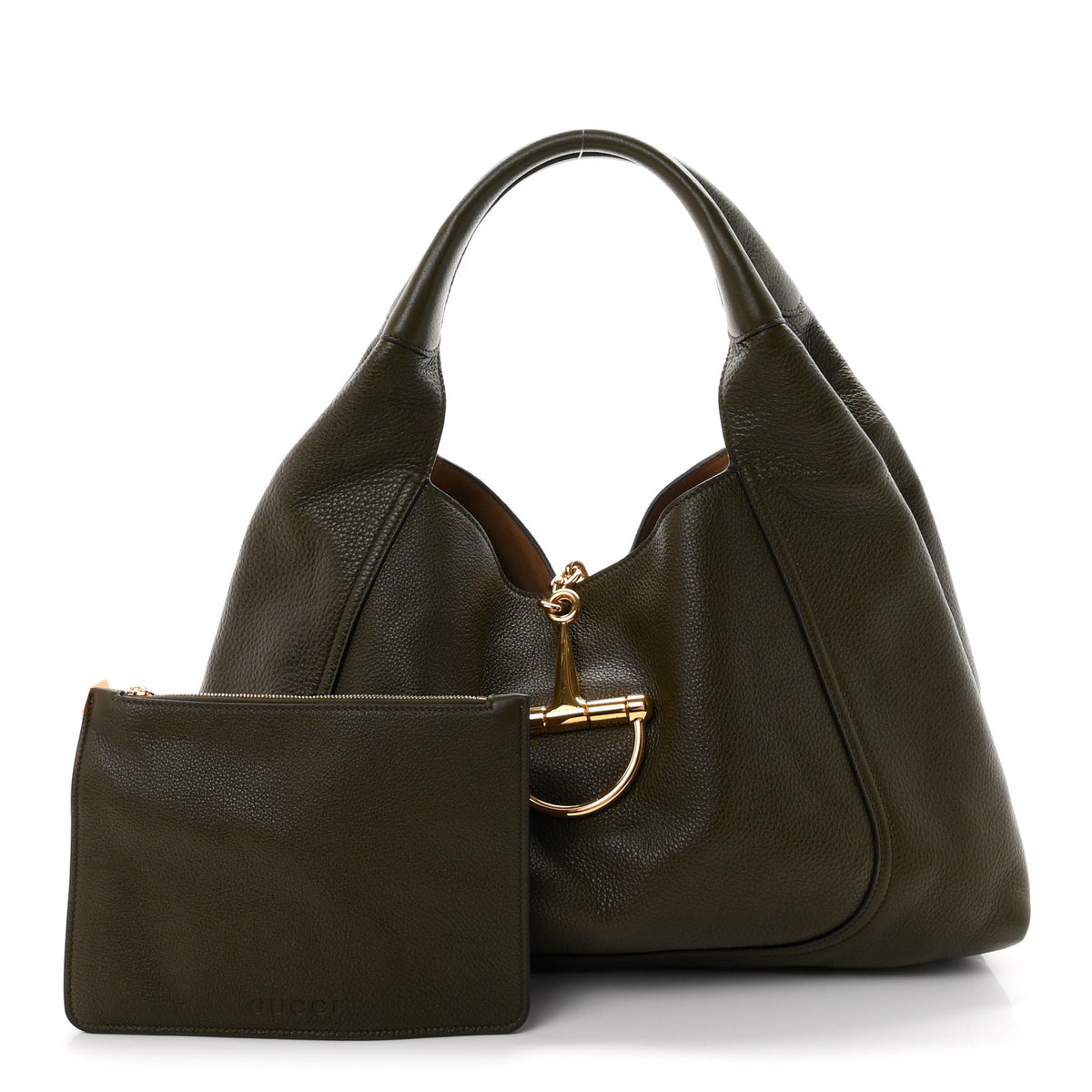 Gucci Grained Calfskin Softbit Maxi Shoulder Bag Forest Green 3 of 11