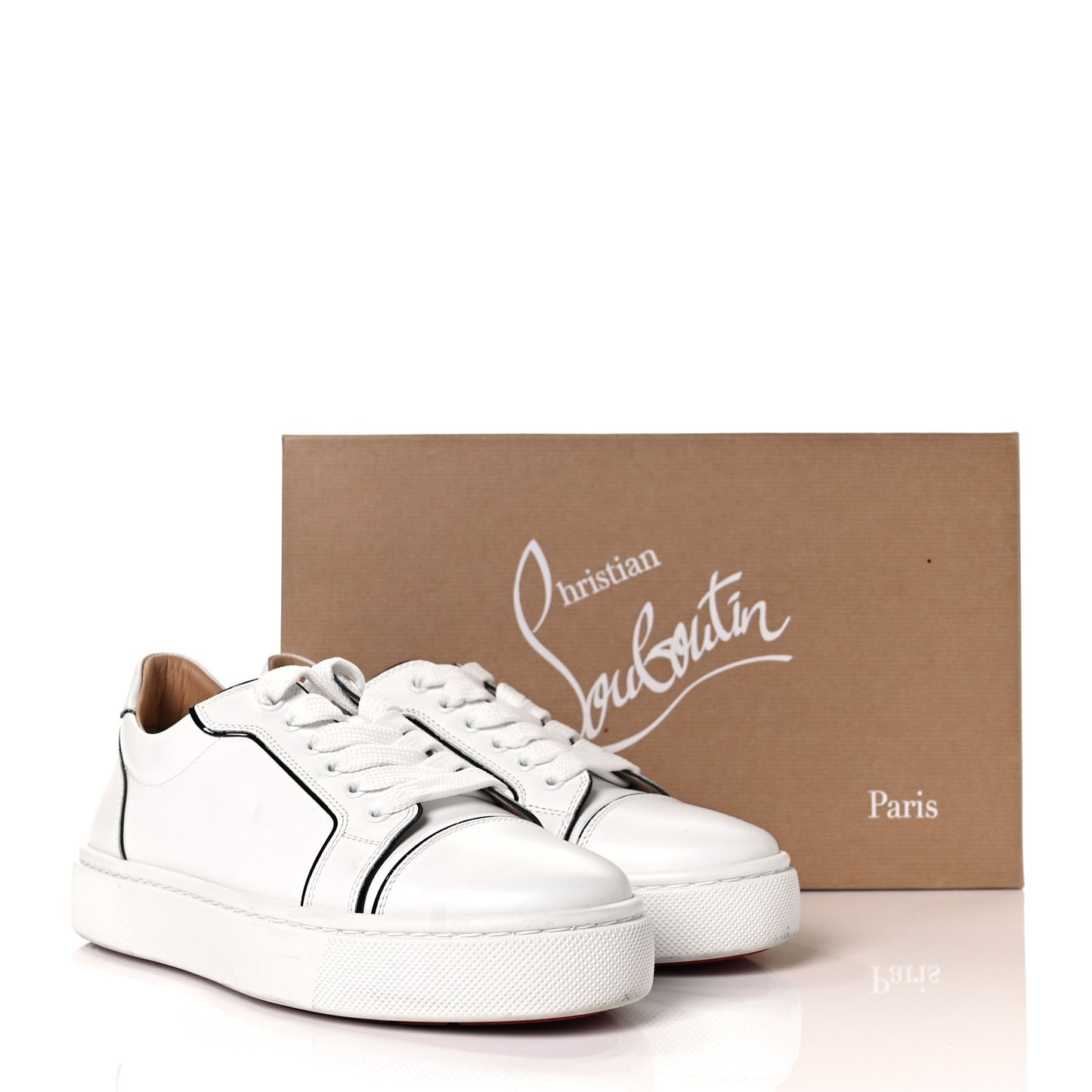 Calfskin Patent Vieirissima Flat Sneakers 38.5 White Black