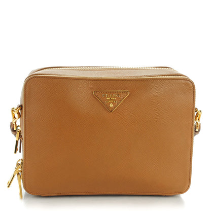 Prada Saffiano Lux Large Zip Crossbody Bag Caramel 1 of 8