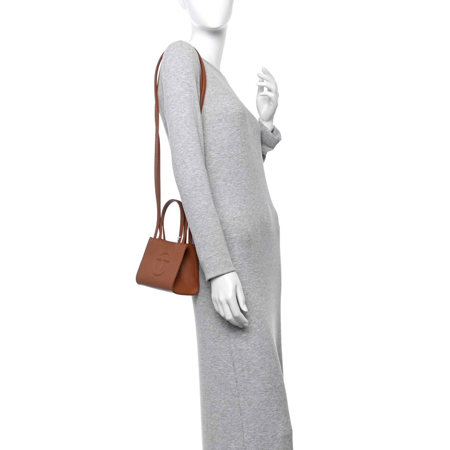 Vegan Leather Small Shopping Bag Tan
