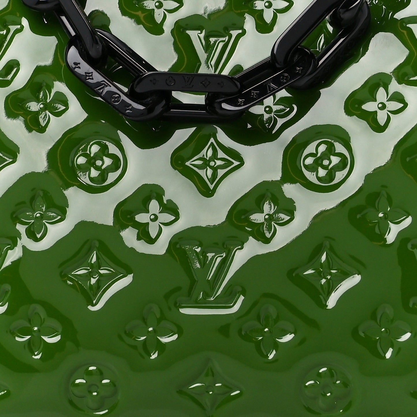 Patent Embossed Monogram Coussin PM Green Black