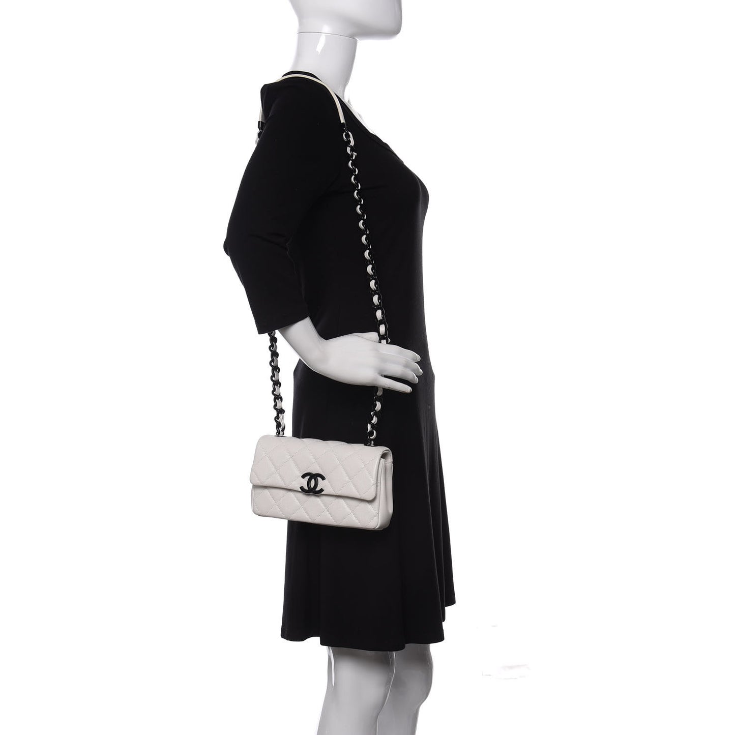 Caviar Quilted My Everything Small Flap White Black