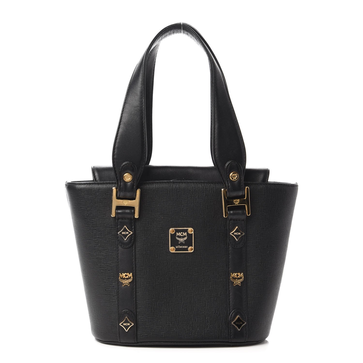 MCM Grained Calfskin Mini Tote Black 1 of 9