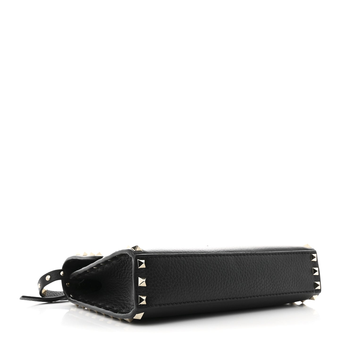 Pebbled Calfskin Medium Rockstud Flip Lock Crossbody Bag Black