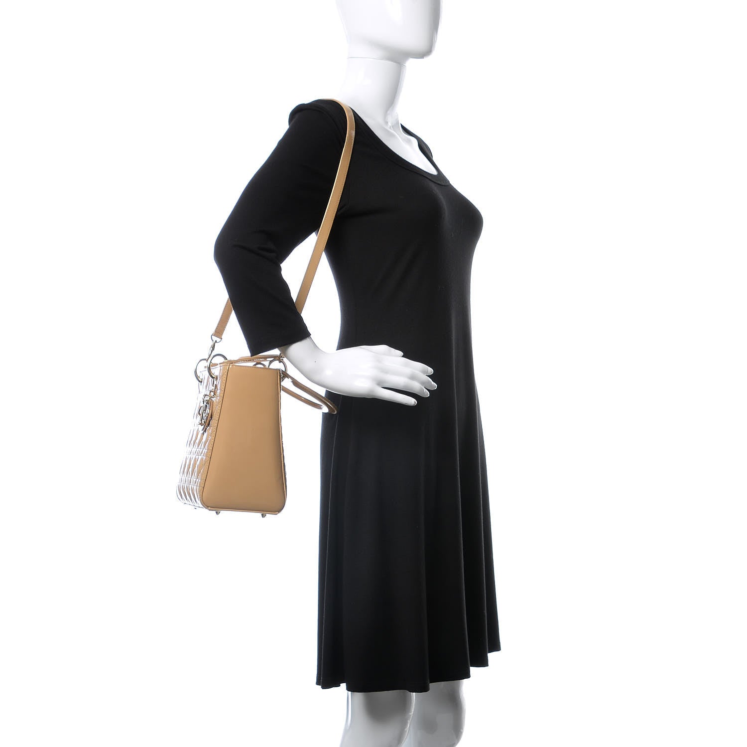 Christian Dior Patent Cannage Medium Lady Dior Beige 3 of 13