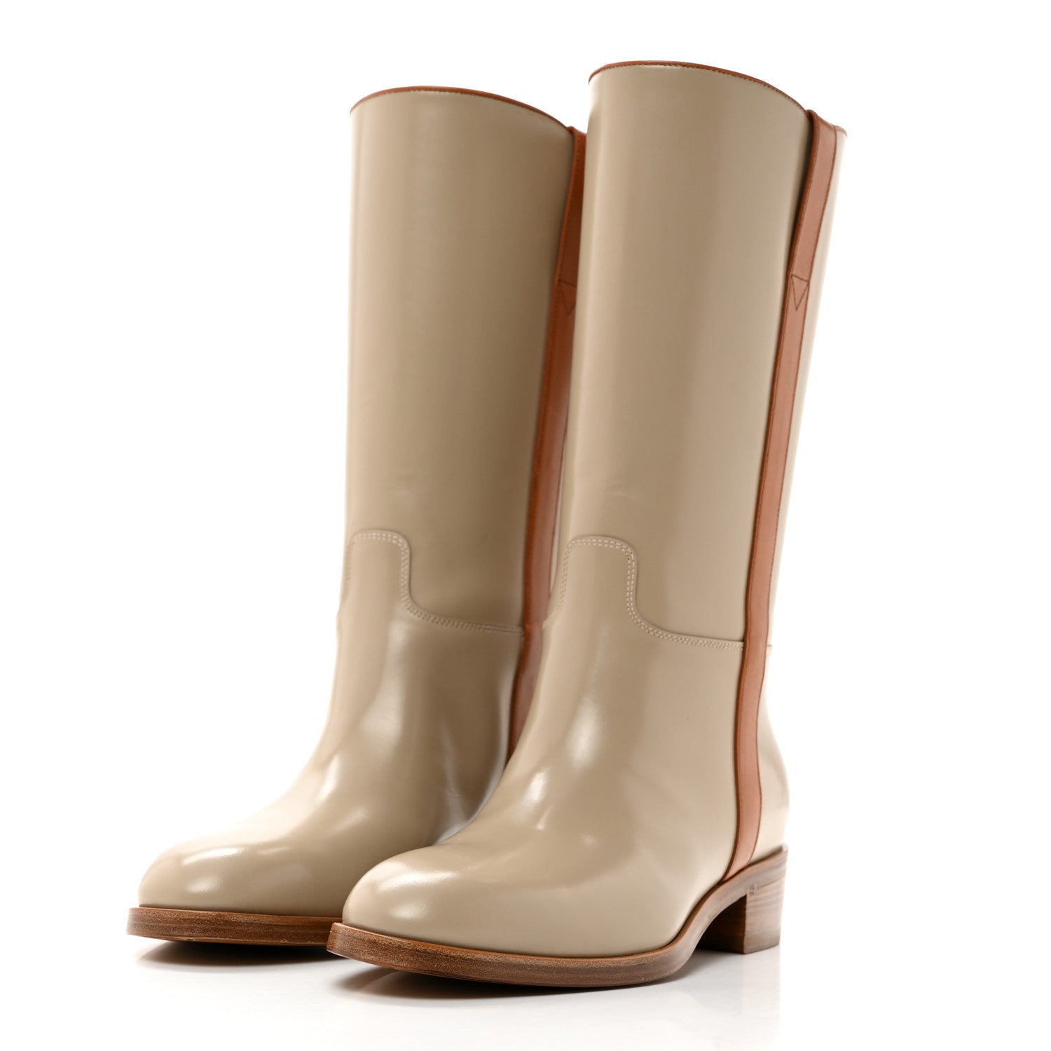 Gucci Brushed Calfskin Quebec Calfskin Tall Boots 6 Oatmeal Carnelian 3 of 10