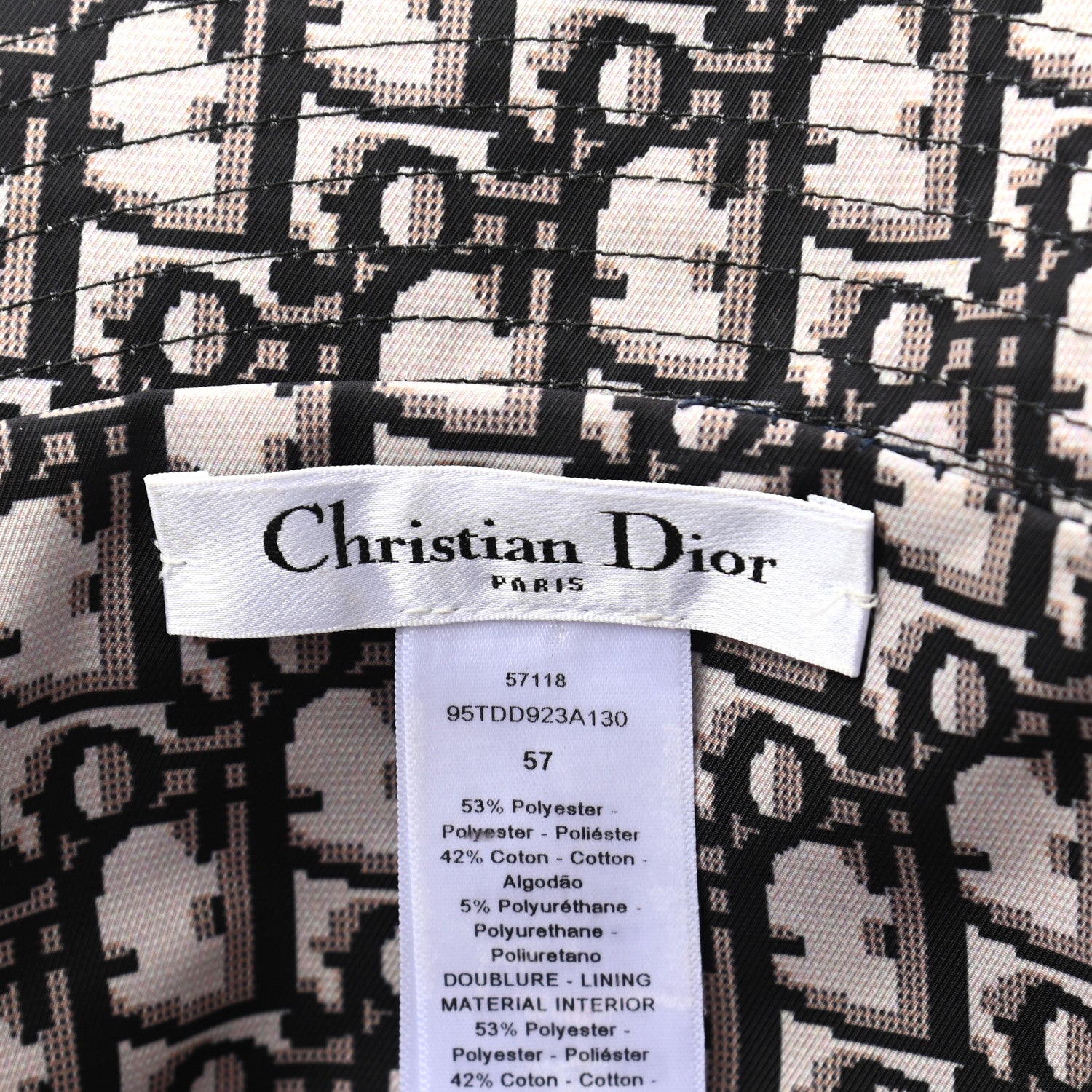 Christian Dior Polyester Cotton Oblique Teddy-D Brim Bucket Hat 57 Black 22 of 23
